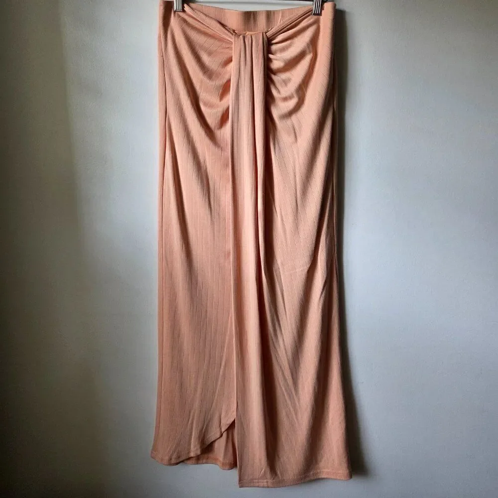 EUC LIKE NEW SIGNIFICANT OTHER DRAPED WRAP RIBBED MAXI SKIRT SIZE US 8 / S/M